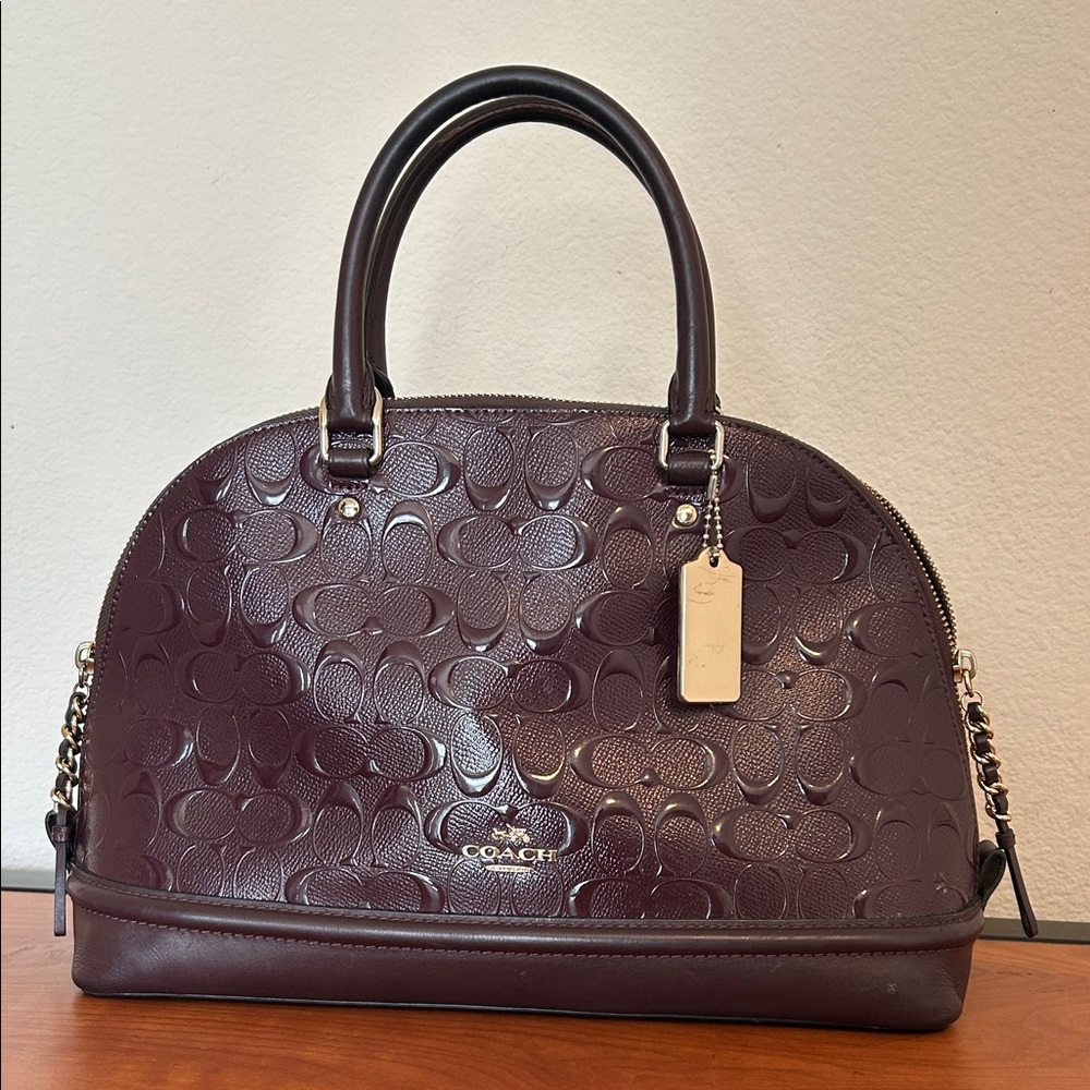 MAKE OFFER 🚨 Coach Dark Purple Embossed Large Sierra Satchel GOOD CONDITION